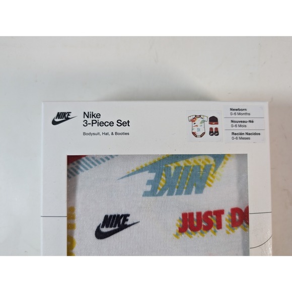 Nike 3 Piece Baby Set Bodysuit Hat Booties Newborn 0 6 Months Just Do It Logo - Picture 2 of 4